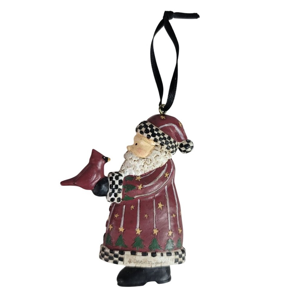 Debbie Mumm Christmas Ornament Magic of Santa Holding a Cardinal Bird in Profile